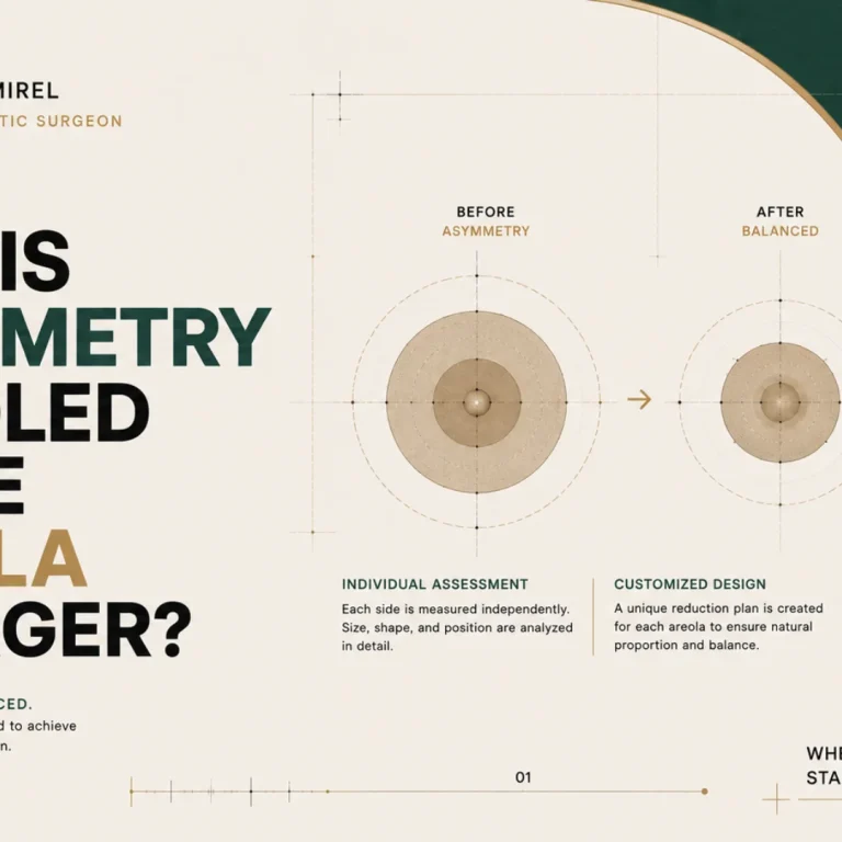 How is asymmetry handled if one areola is larger